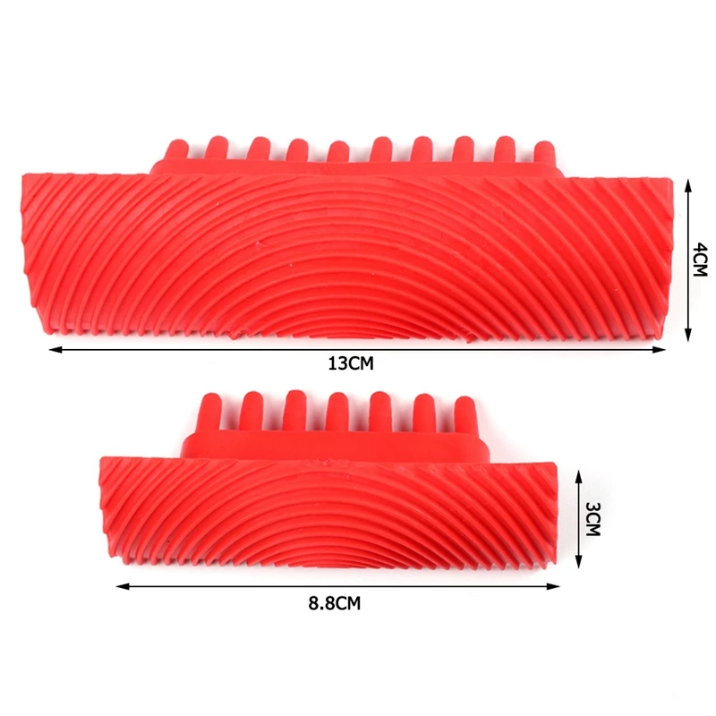 

2pcs Slotted Round Hole Red Wood Grain Pattern Rubber DIY Graining Painting Tool for Wall Ground Decoration