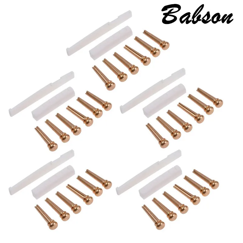 Brass Bridge Pins with Bone Nut and Saddle Slotted for Acoustic Guitar