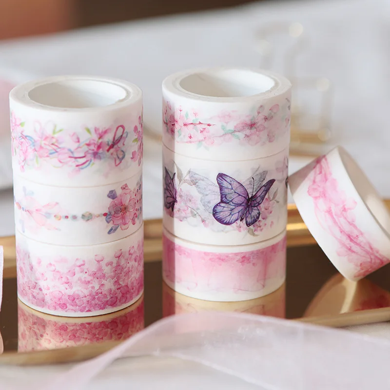 

Romantic Watercolor Cherry Blossom Sakura Show Paper Decorative Washi Tape Diy Scrapbooking Masking Tape School Office Supply