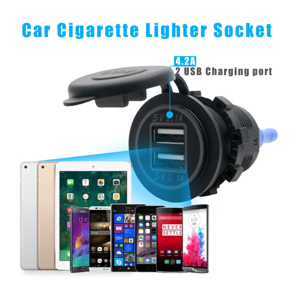 Dual USB Car Charger Cigarette Lighter Socket Splitter 12V Charger Power Adapter Car Charger Power Adapter Car Styling