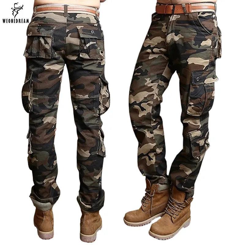 

WEONEDREAM Good Quality Military Cargo Long Pants Men Hot Tactical Camouflage Cotton Men Trousers 3 Colors Size 29-40