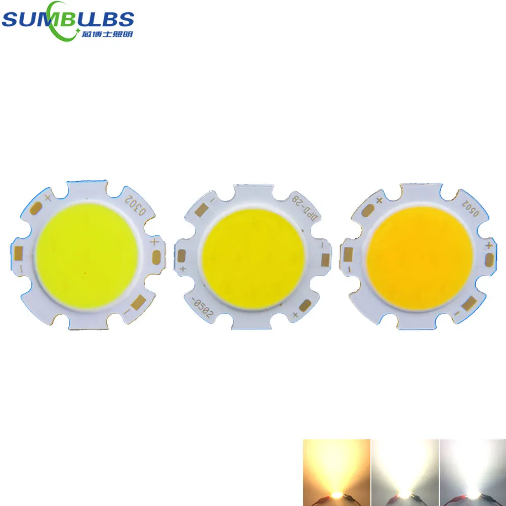 10pcs/lot Sumbulbs DC9-11V 3W Round Chip On Board COB LED Light Source 28mm Diameter for Spotlight Downlight DIY Lamp Bulbs | Лампы и