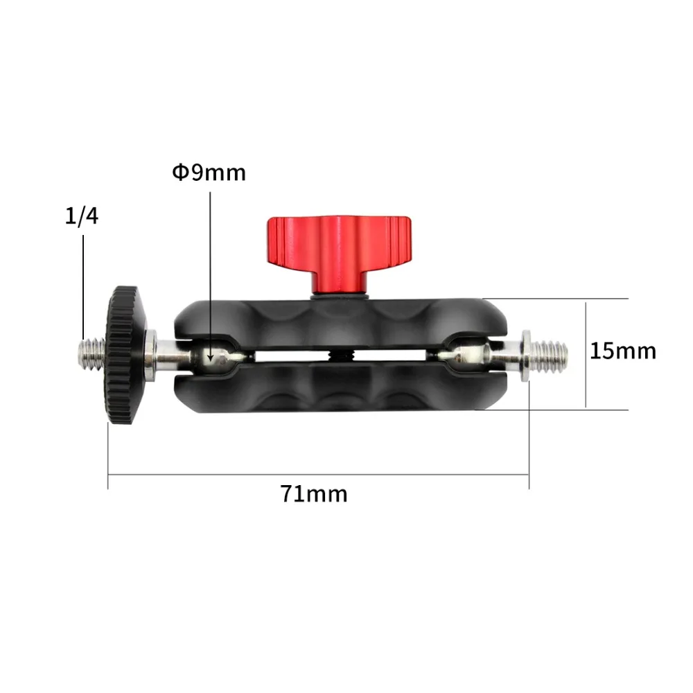 Aluminum DSLR Camera Magic Arm Dual 1/4'' Ball Head Mount Handlebar Super Clamp for Hotshoe Monitor Tripod Rig for Canon Nikon