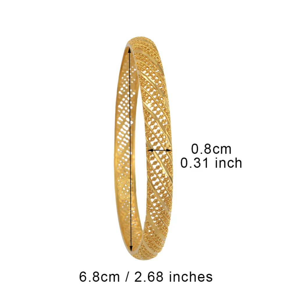 Anniyo 4 Pieces/Lot Ethiopian Gold Color Bangle for Women Dubai Bride Wedding Bracelet African Arab Jewelry Middle East @086006 3