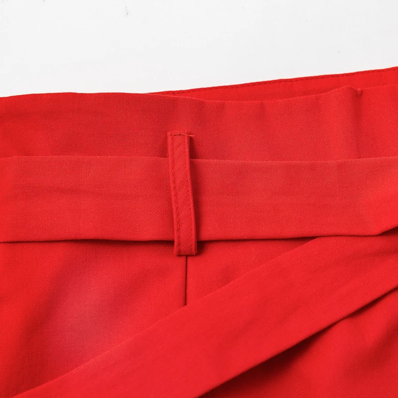 NLW однотонные красные модные летние шорты с поясом и галстуком, сексуальная шикарная юбка с бантиком и карманами, женские повседневные шорты