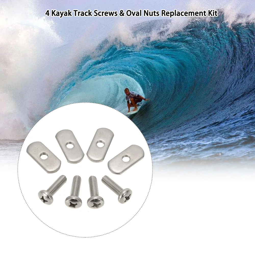 

4 Stainless Steel Kayak Rail/Track Screws & Track Nuts Hardware Gear Mounting Replacement Kit for Kayaks Canoes Boats Rails