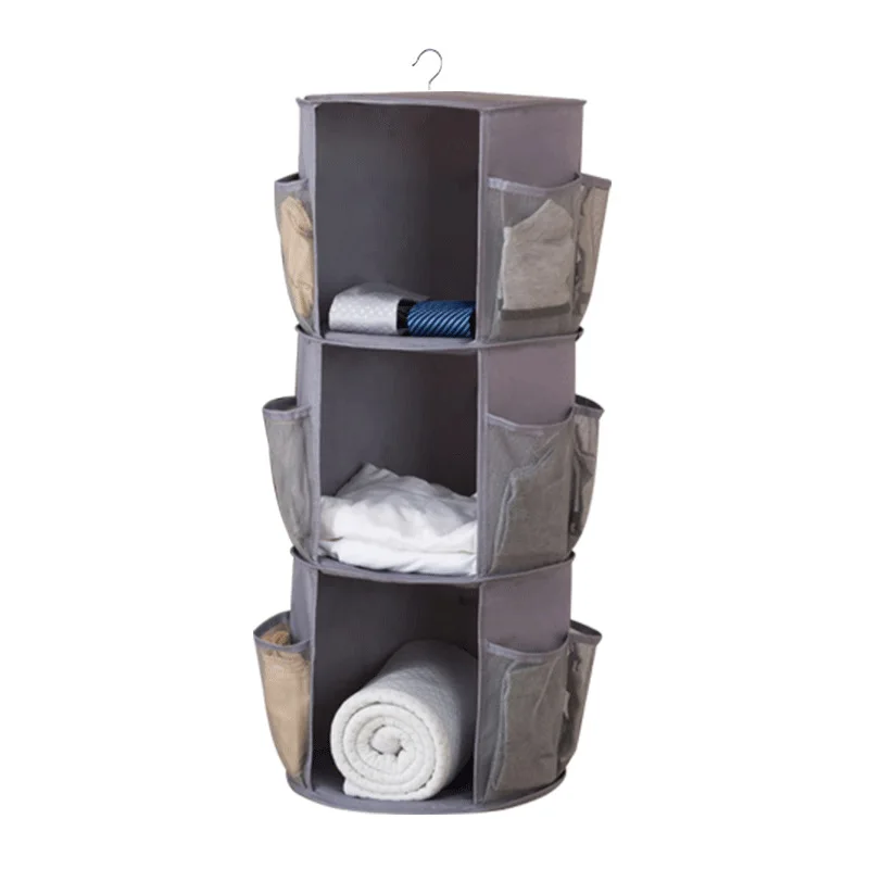 

Polyester Hanging Storage Bag For Clothes Shirt Tie Organizer 360 Rotating Foldable Underwear Sock Holder
