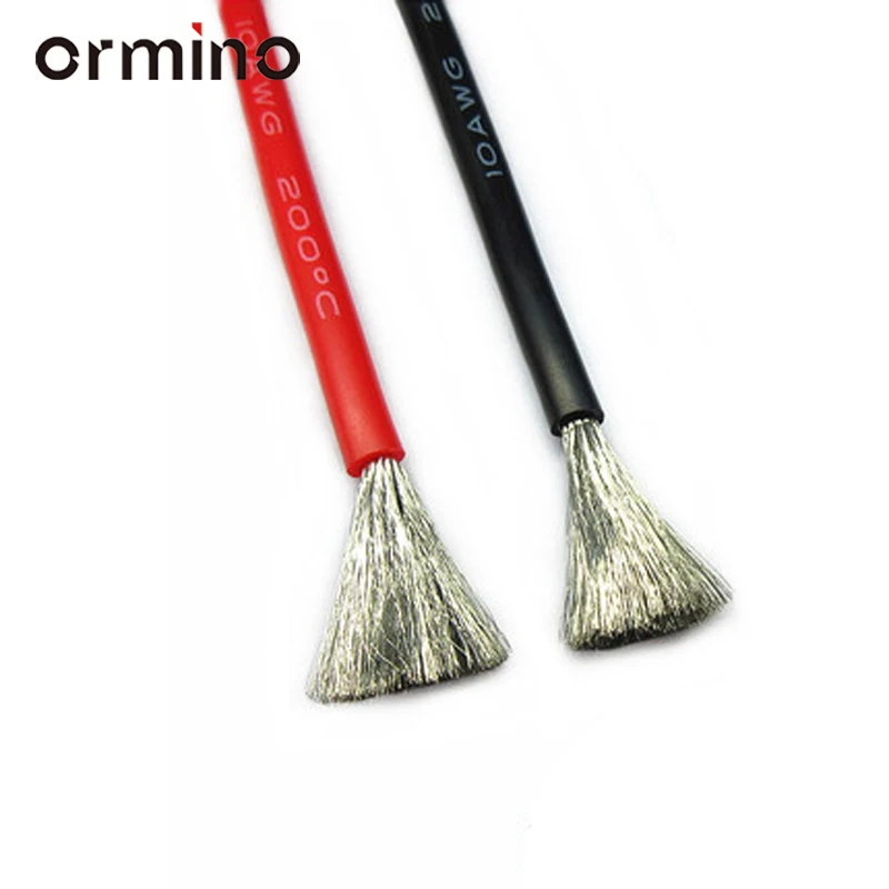 

ORC 1meter Silicon Wire Black Red 10AWG 12AWG 14AWG 16AWG Heatproof Soft Silicone Silica Gel Wire Cable Quadcopter Plug cable