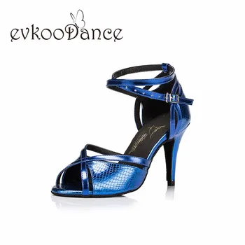 

Professional Size US 4-12 Blue Golden Purple With PU Heel Height 8.5 cm Latin Salsa Dance Shoes For Women NL198