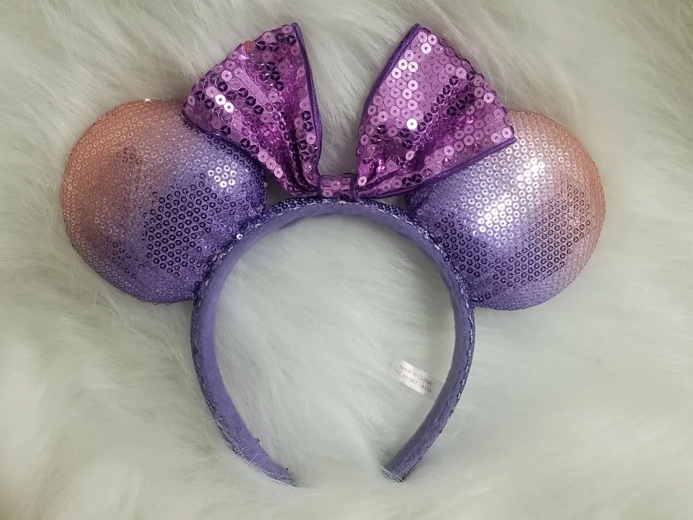 NEW Tokyo Parks Purple Minnie Mouse Bow Sequins Ear Headband Ears Spring