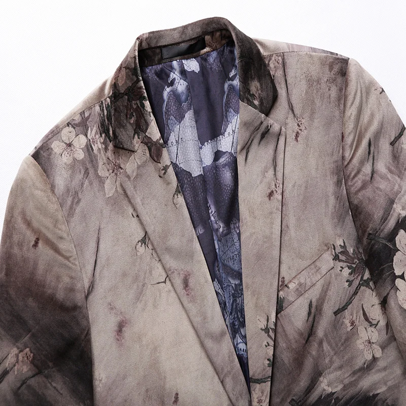 2019 Men'S High Quality Blazer Silver Print Party Wedding Costume Luxury Flower Jacket Performance Party Essentials