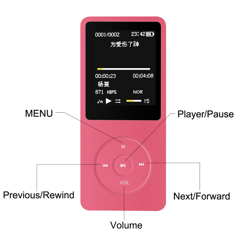 Оригинальный MP3 музыкальный плеер 8 Гб хранения 1 дюймов экран может играть 50