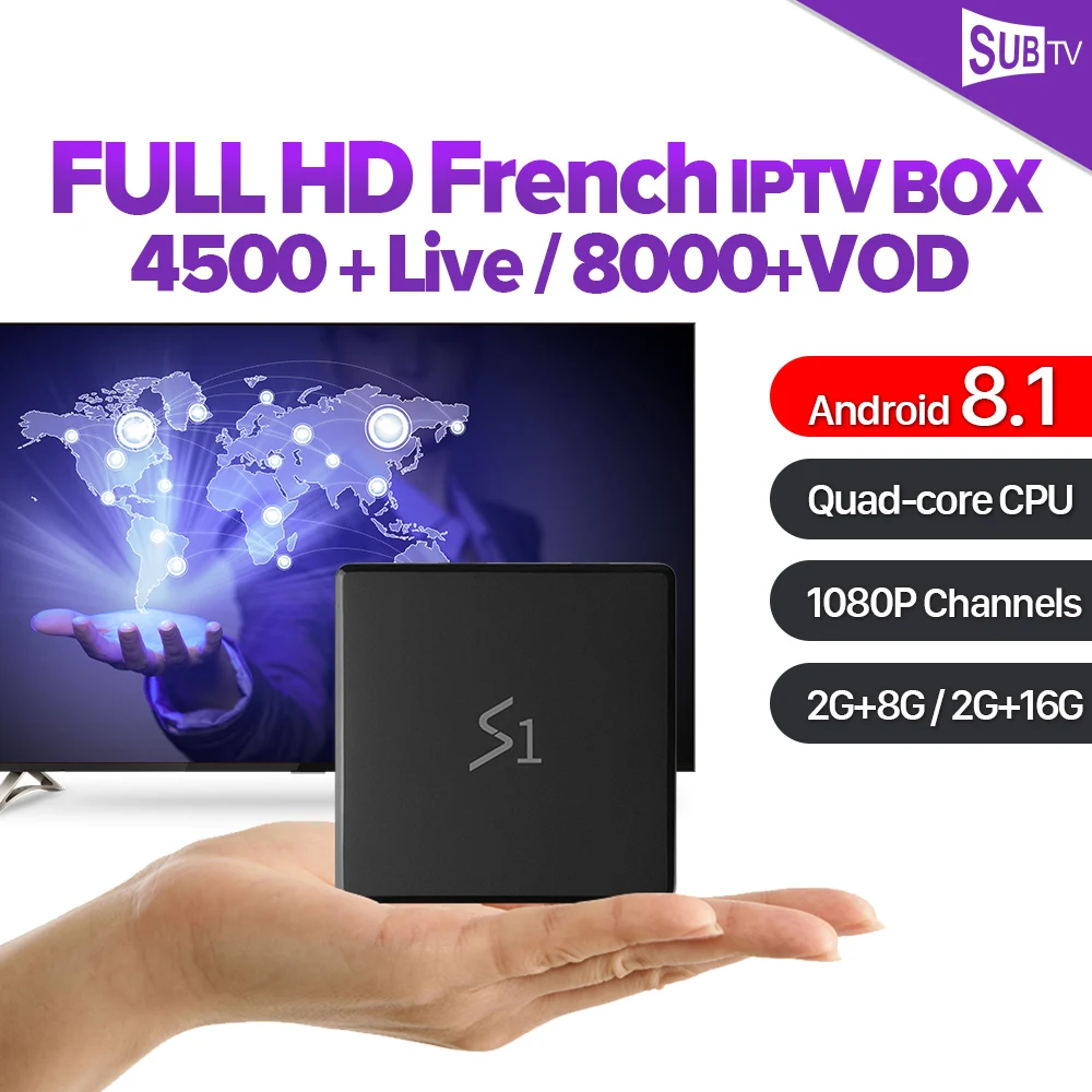 

IPTV France Full HD Android 8.1 TV Box Leadcool S1 2G 8G/16G RK3229 SUBTV IPTV Code 1 Year IPTV French Belgium Spain Arabic
