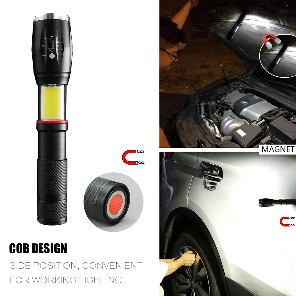 Super bright Bicycle light  LED+COB 6 lighting mode T6/L2 Bike light waterproof zoom lamp tail super magnet cycling light