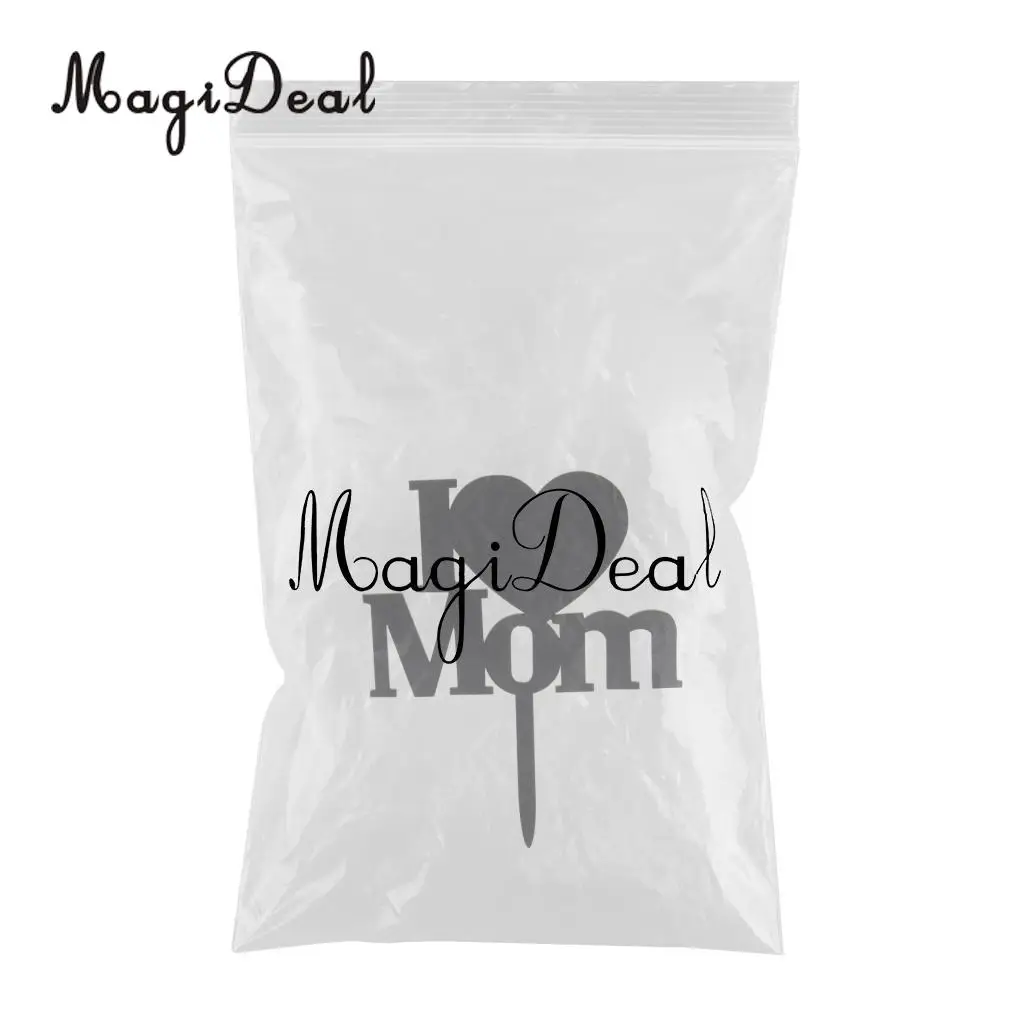 MagiDeal Love Mom Mum Acrylic Cake Topper Mothers Day Birthday Party Mirror Cake Baking Decoration Supplier