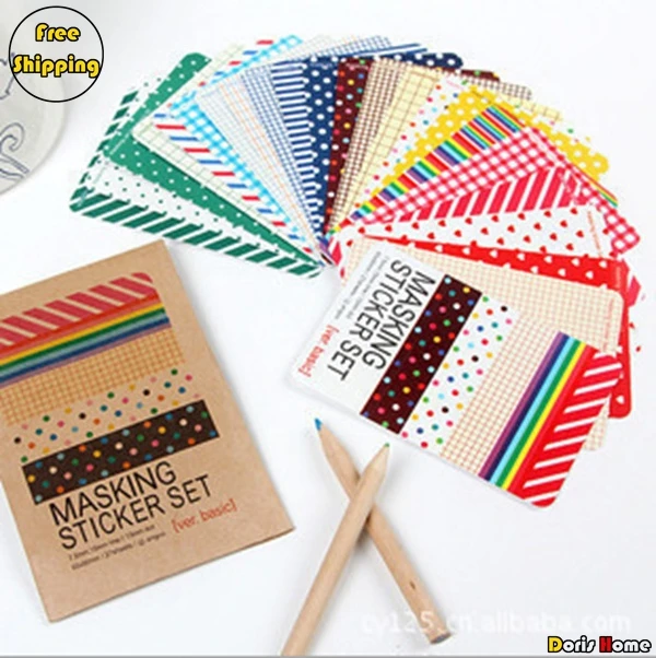 

Free Shipping paper masking sticker ver.basic for cookies cake container plastic bag boxes