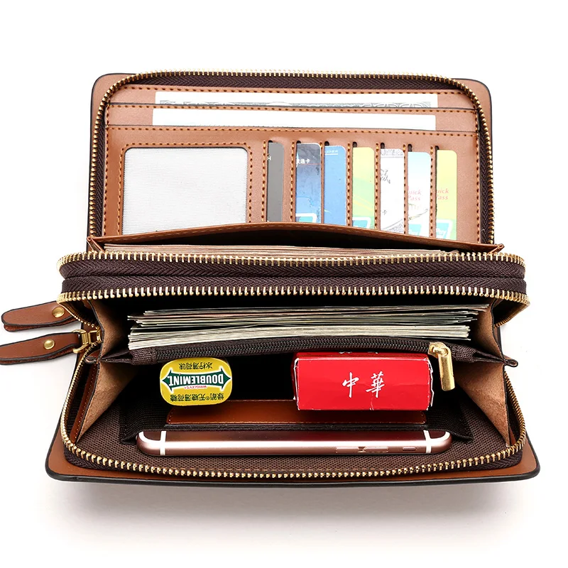 

Luxury Wallets Zipper PU Leather Male Purse Business Men Long Wallet Designer Brand Mens Clutch Handy Bag Carteira Masculina