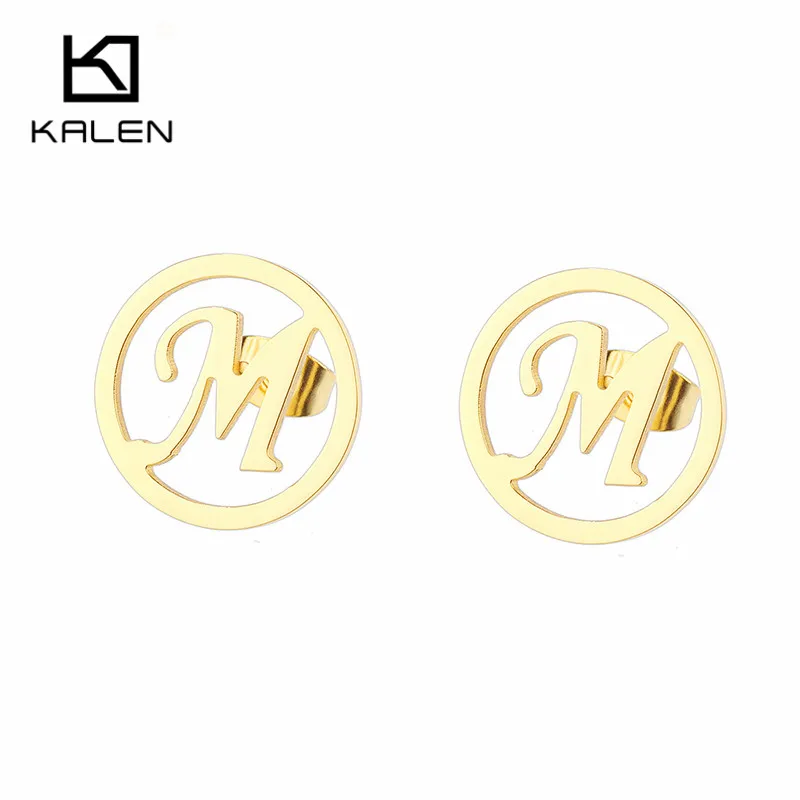 Kalen новые дешевые серьги-гвоздики с надписями набор женщин горный хрусталь& Нержавеющая сталь Золото буквы M кулон комплект ожерелья и серьги