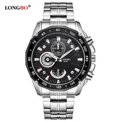 LONGBO брендовые деловые часы Мужские Daytona Военная нержавеющая сталь браслет водонепроницаемые кварцевые часы мужские Montre homme 8686