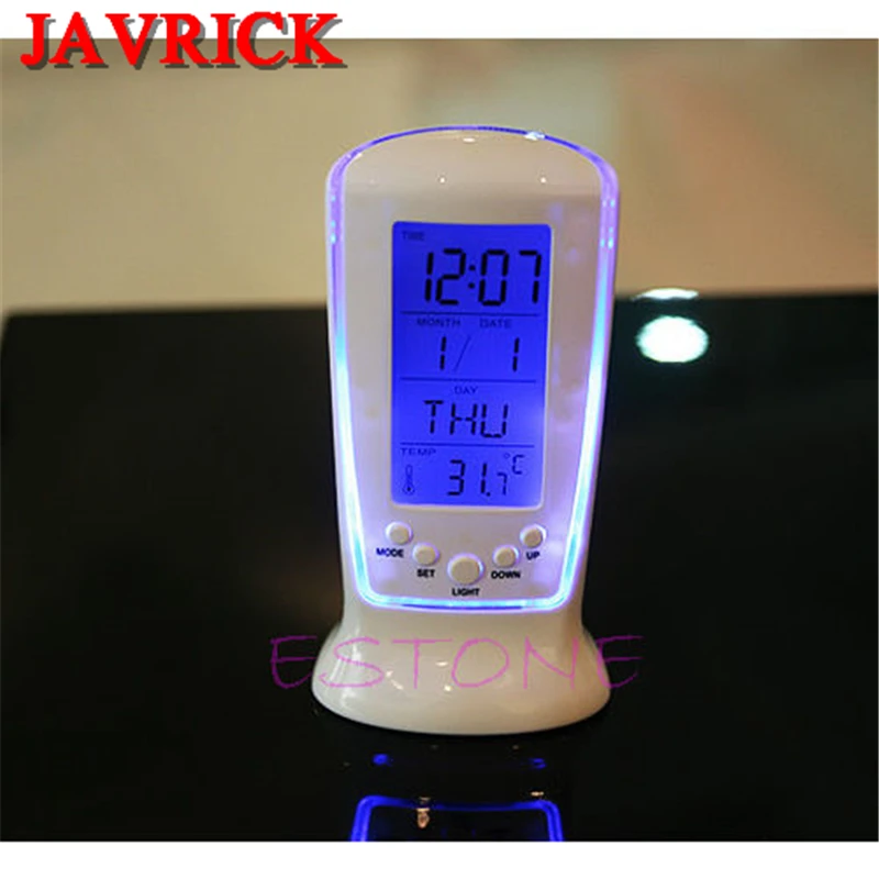 

Digital LCD Alarm clock calendar thermometer Backlight Multi-function Display Clock Blue LED Backlight Alarm Clocks reloj desper