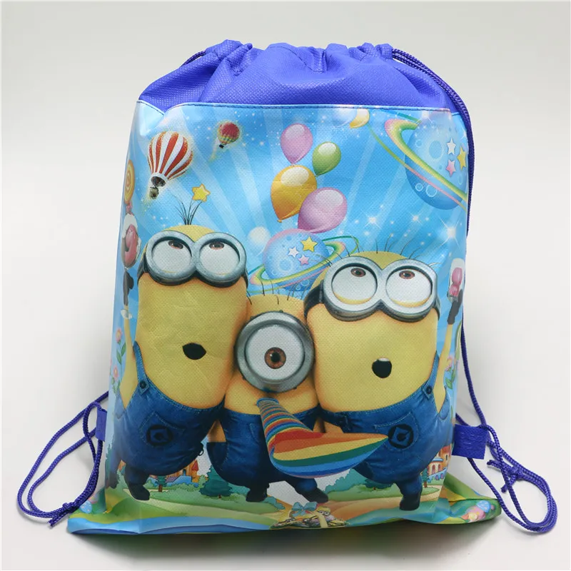 minions-Theme-Drawstring-gift-Bag-birthday-party-Non-woven-Fabric-kids-Favors-Backpack-decorations-blue-Mochila (1)