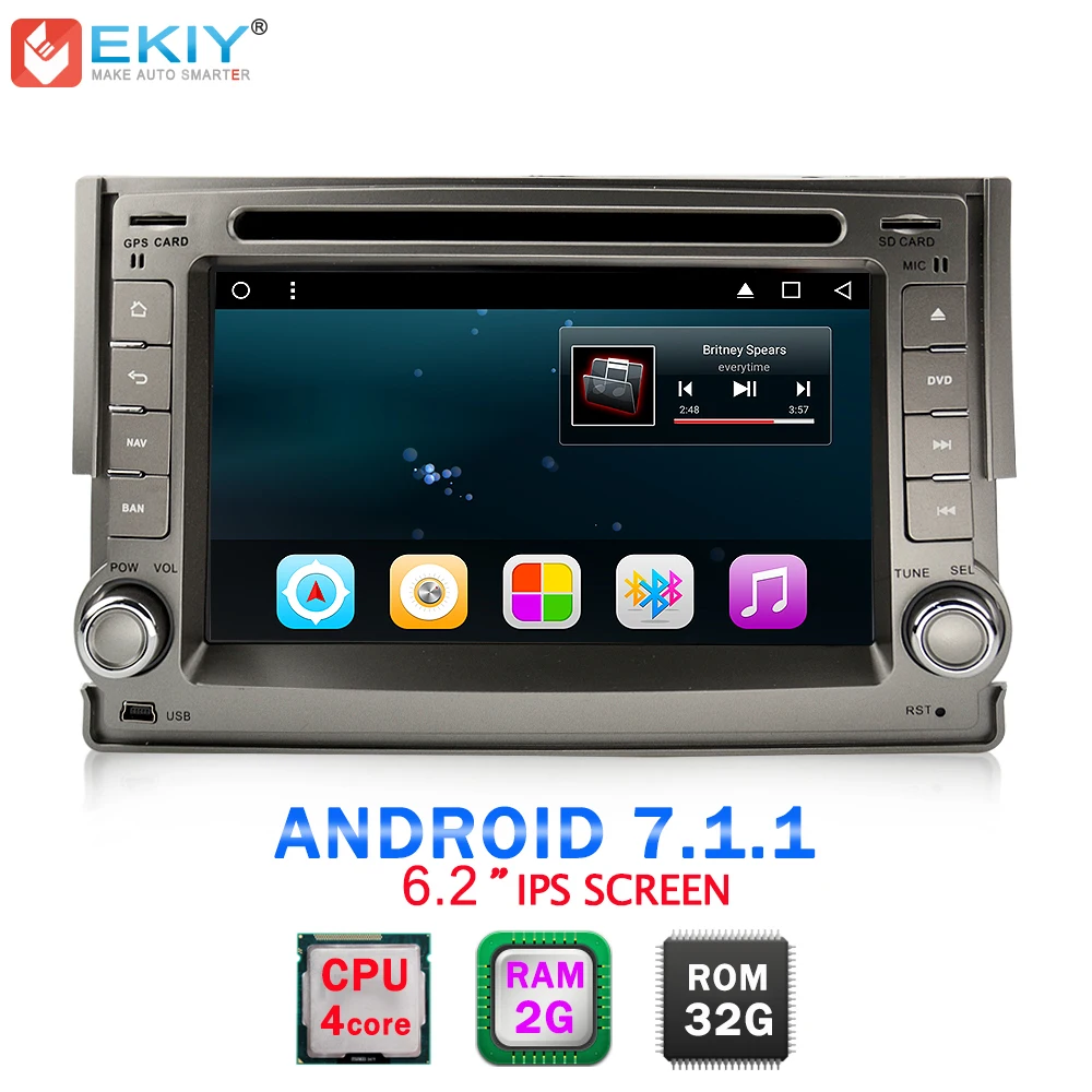 

EKIY 6.2" Quad Core Android 8.1 2 Din Car DVD Multimedia Player For Hyundai H1 H-1 2007-2012 GPS Navigation Radio Stereo WIFI BT