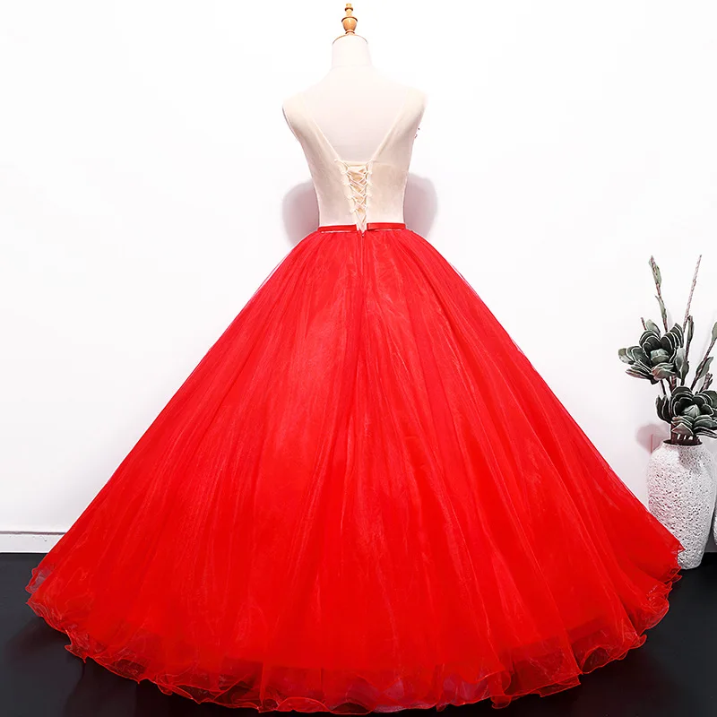 Иллюзионный лиф красные платья для Quinceanera 3D Аппликации Vestido Debutante 15 лет принцесса