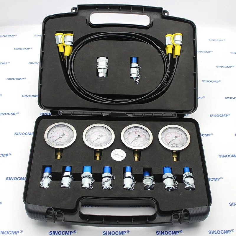 Excavator Hydraulic Pressure Test Kit, Pressure Test Gauge Coupling, Diagnostic Tool, Black Plastic box, 2 year warranty