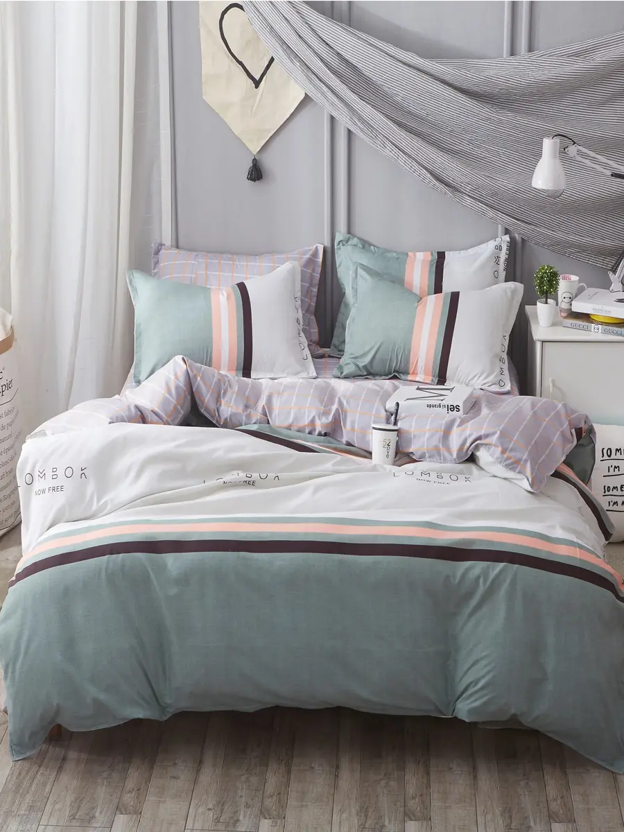 

3/4Pcs Duvet Cover Set Simple Stylish Striped Bedding Set