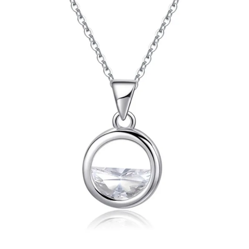925 стерлингового серебра простой круглый кулон циркон кулон ожерелье s для женщин девочек модное колье ожерелье ювелирные изделия подарок