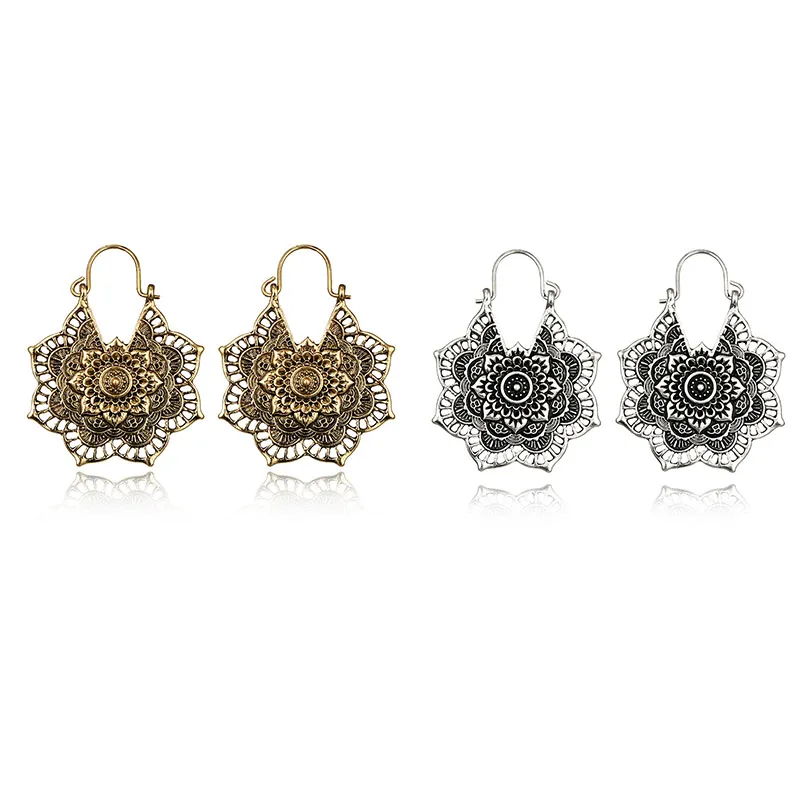 

fashion Classic women Hand carved Unique Bangladeshi earring Gypsy Vintage Ethnic Geometric Pakistani jewelry