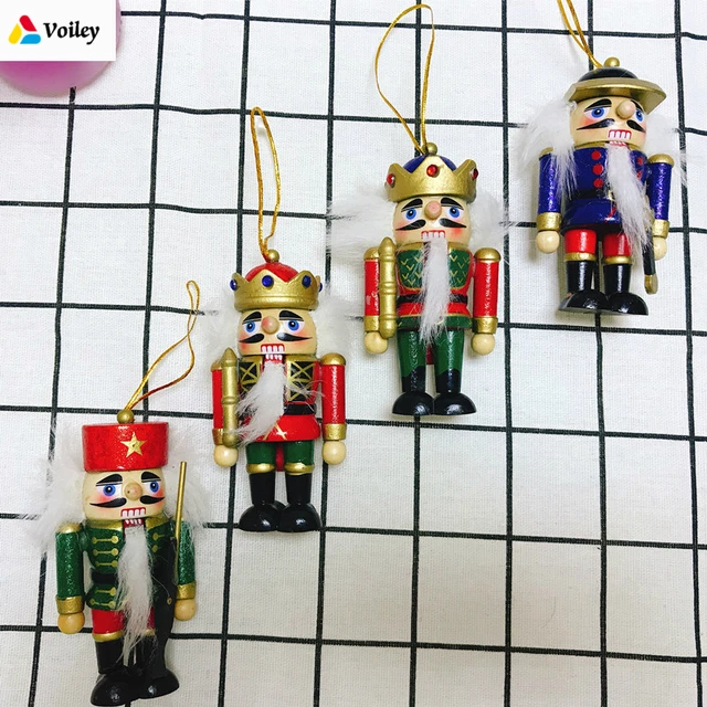 4 pcsset 10cm wooden nutcracker christmas tree hanging ornaments desktop decoration walnuts soldiers band - Nutcracker Christmas Decorations 4 pcsset 10cm wooden nutcracker christmas tree hanging ornaments desktop decoration walnuts soldiers band - Nutcracker Christmas Decorations