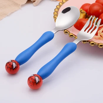

1 pcs Cartoon Minnie Children Spoon Fork Set Baby Feeding Spoon Stainless Steel Kids eating Cutlery Baby Flatware accessories