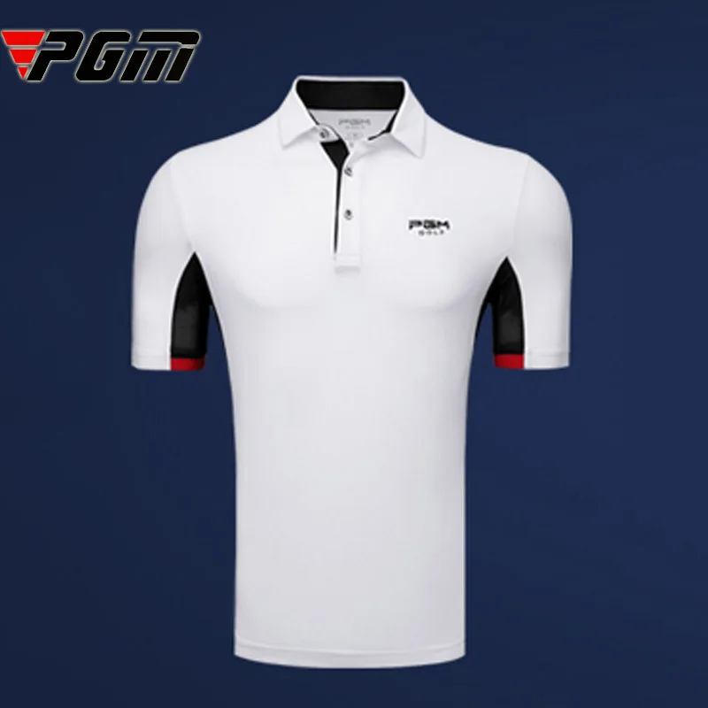 

PGM Brand new mens 2019 Latest Golf Shirt Men Mesh Breathable Loose Jersey Turn down collar golf Short T-shirt white navy M xxl