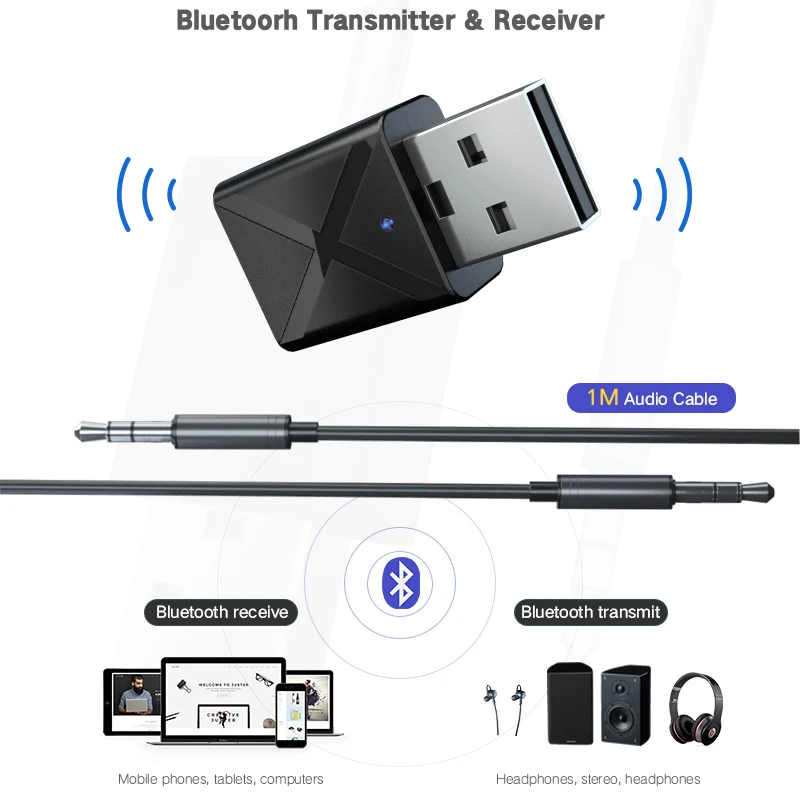 

FUWUDIYI 5.0 Bluetooth Receiver 3.5mm Jack Aux USB Stereo Bluetooth Receiver Audio Bluetooth Receiver Transmitter For TV PC Car
