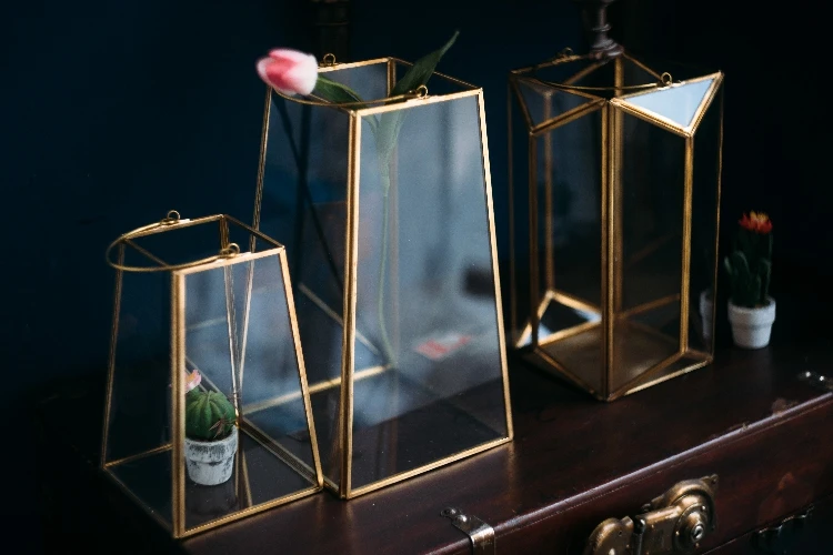 Креативный геометрический стеклянный подсвечник романтическое свадебное украшение домашняя декоративная стеклянная ваза портативная ветровая лампа подсвечник