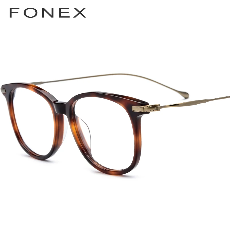 Pure B титановые оптические очки, оправа для мужчин, новинка, Модные Винтажные квадратные очки по рецепту, женские очки для близорукости - Цвет оправы: Leopard bronzy