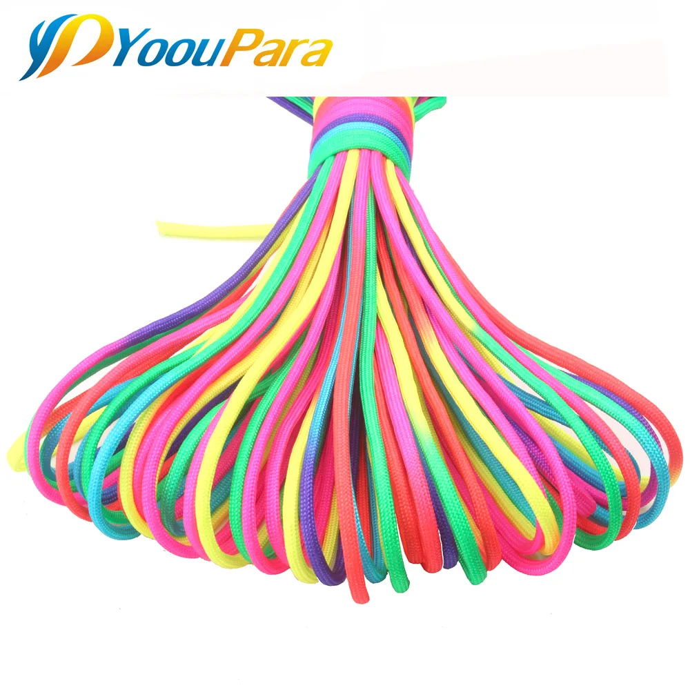 Yooupara 100ft paracord rainbow 4 ملليمتر nylom 7 المدرجات 550 حبل سوار الحبل اليابس الكاملة cuerda escalada تسلق التخييم خيمة Yooupara 100ft paracord rainbow 4 ملليمتر nylom 7 المدرجات 550 حبل سوار الحبل اليابس الكاملة cuerda escalada تسلق التخييم خيمة