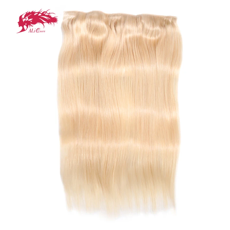 

Ali Queen Hair Straight Full Head Clip In Human Hair Extensions #27/#1b/#4/#613 Remy Hair 5 Clips in 1 piece Human Hair