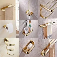 Аксессуары для ванной комнаты Золотой цвет латунь коллекция, кольцо для полотенец, держатель для бумаги, туалетная щетка, вешалка для ванной, мыльница aset001