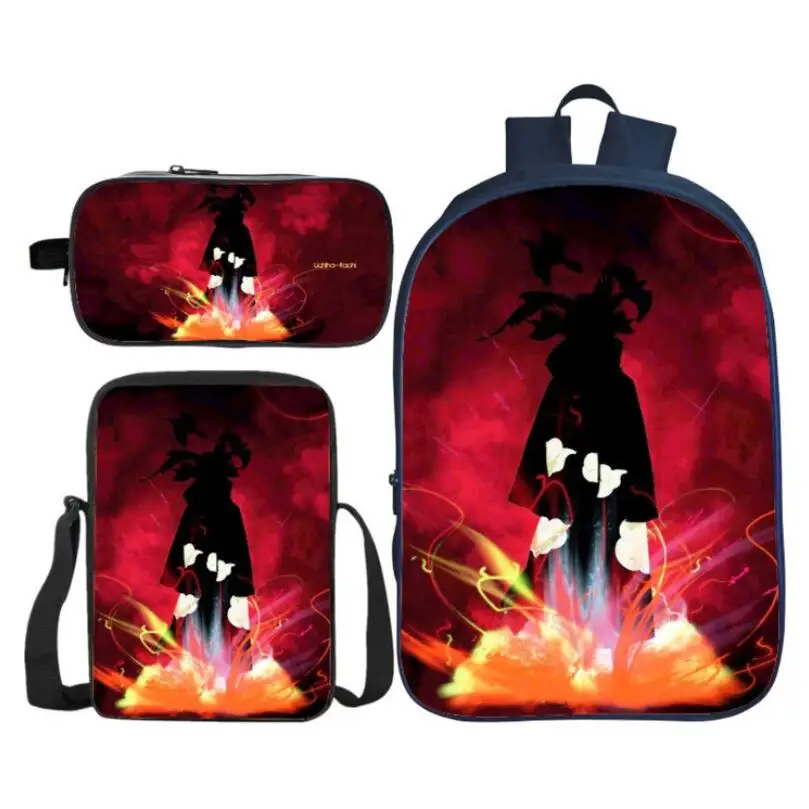 3 шт./компл. хит продаж детские рюкзаки на плечо с 3D принтом Наруто Sasuke Akatsuki