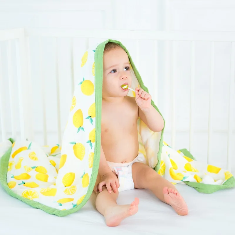 

Bamboo Muslin Baby Blanket Four Layers Cartoon Newborn Swaddling Babies Swaddle Wrap Super Comfy Kids Bath Towel Infant Bedding