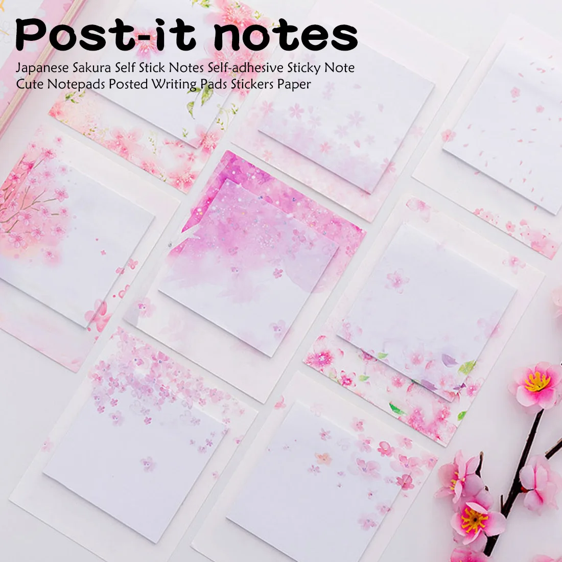 

Memopad Japanese Sakura Self Stick Notes Self-adhesive Sticky Note Cute Notepads Posted Writing Pads Stickers Paper