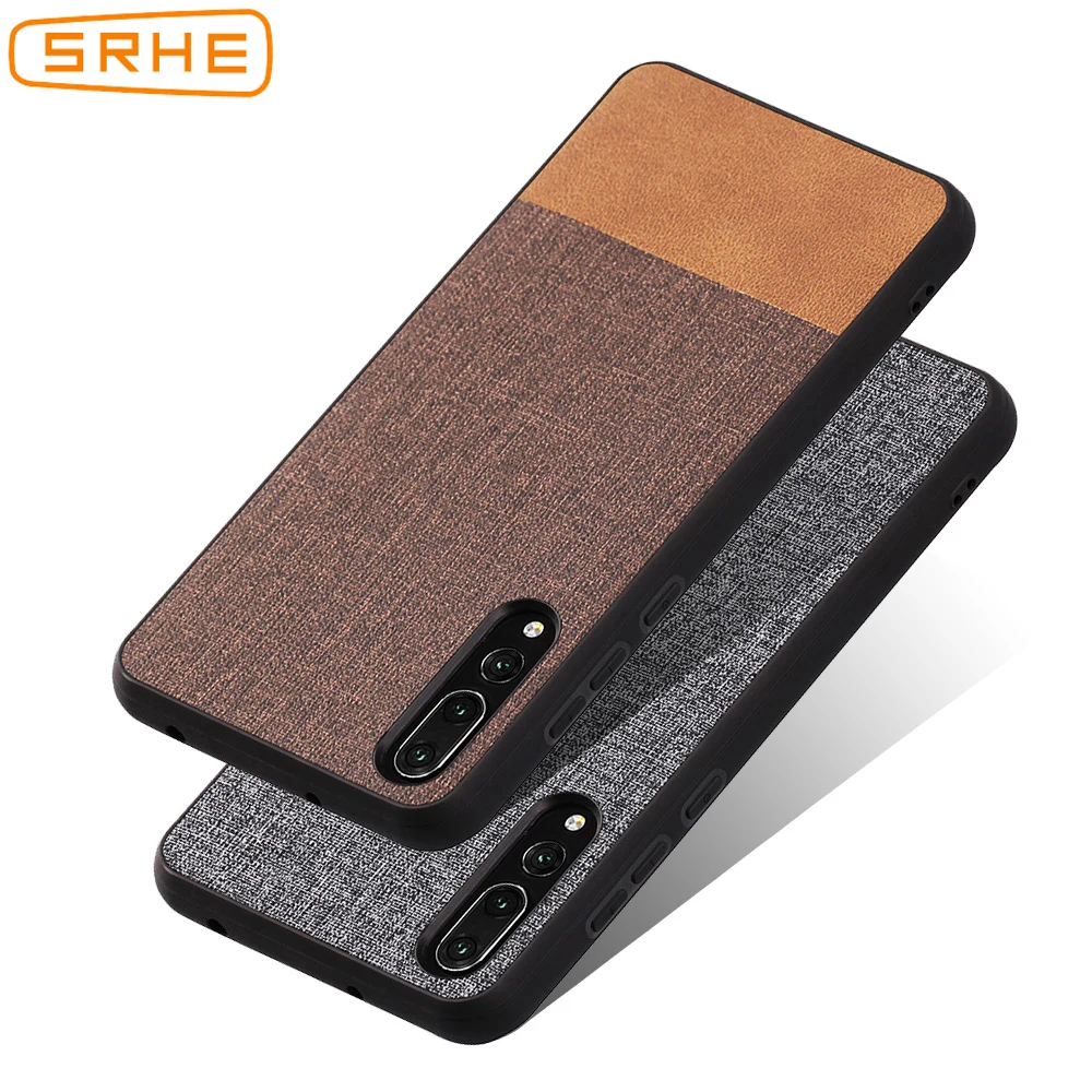 SRHE For Huawei P20 Pro Case Cover Canvas Fabric and Leather Soft Silicone Full Back |