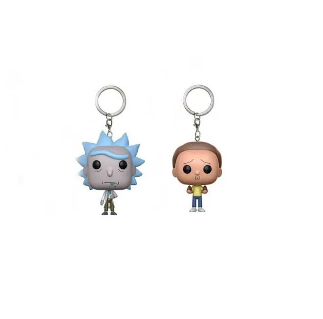 

Rick and Morty keychain Key ring Keychains action figure Bobble Head Q Edition For Car Decoration