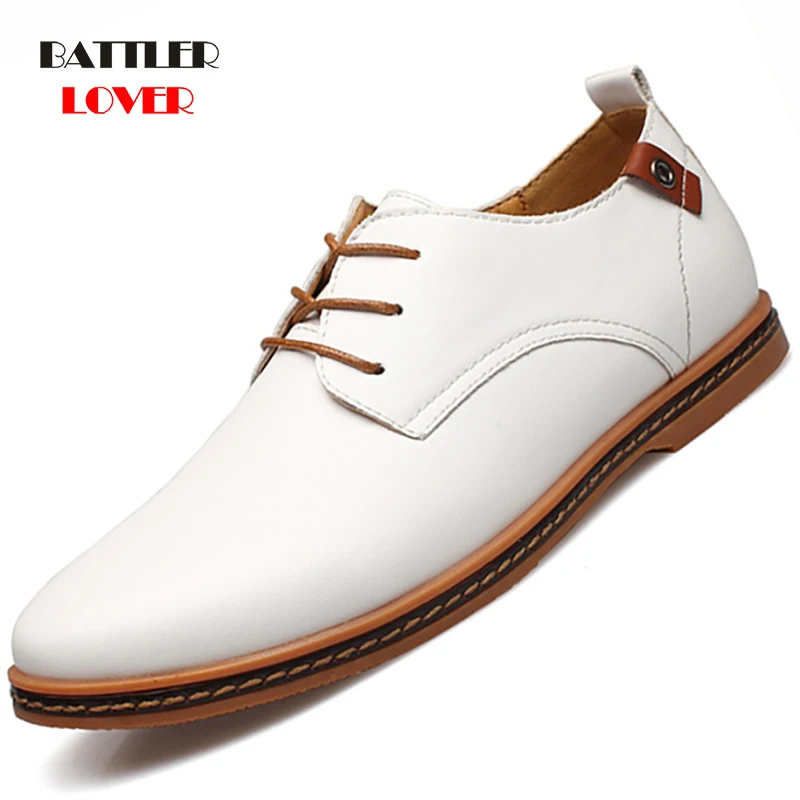 2019 Leather Casual Men Shoes Fashion Men Flats Shoe Round Toe Comfortable Office Men Dress Shoes Male Wedding Business Footwear