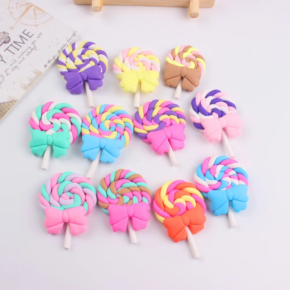 

30pcs/lot kawaii ploymer clay lollipop for kids phonecase 27*36MM