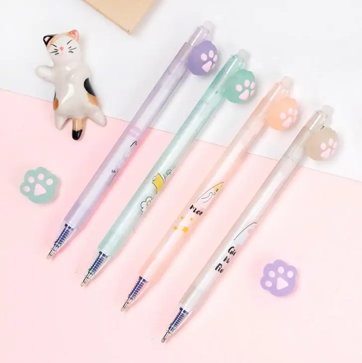 4 шт./компл. Kawaii 0,5 мм обувь с принтом «кошачий коготь» со стирающимися чернилами синего цвета Пресс гелевые ручки письменные школы канцелярский подарок канцелярские Papelaria героя из мультфильма
