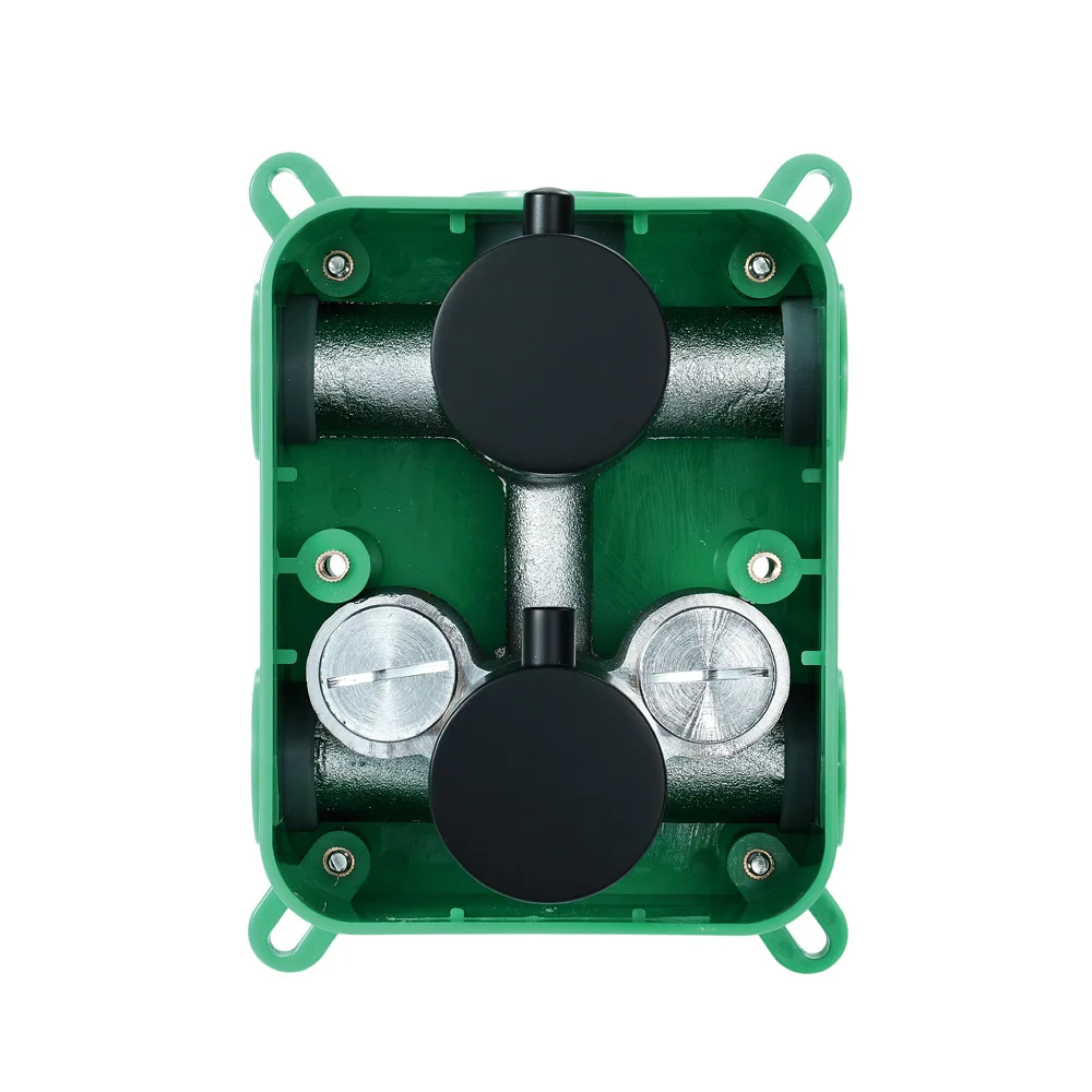 Thermostatic Shower Faucets 3 Ways Concealed Embedded Box 2 Handles Brass Concealed Valve Wall Mounted Chrome/Black Finished Thermostatic Shower Faucets 3 Ways Concealed Embedded Box 2 Handles Brass Concealed Valve Wall Mounted Chrome/Black Finished