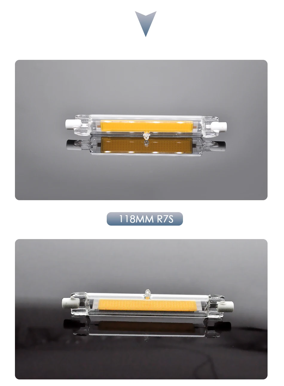 R7S светодиодный лампочка COB стеклянная трубка 78 мм 8 Вт 118 мм 13 Вт Замена галогенной лампы 80 Вт J78 J118 лампарда диод Точечный светильник AC 220 В 230 в 240 В